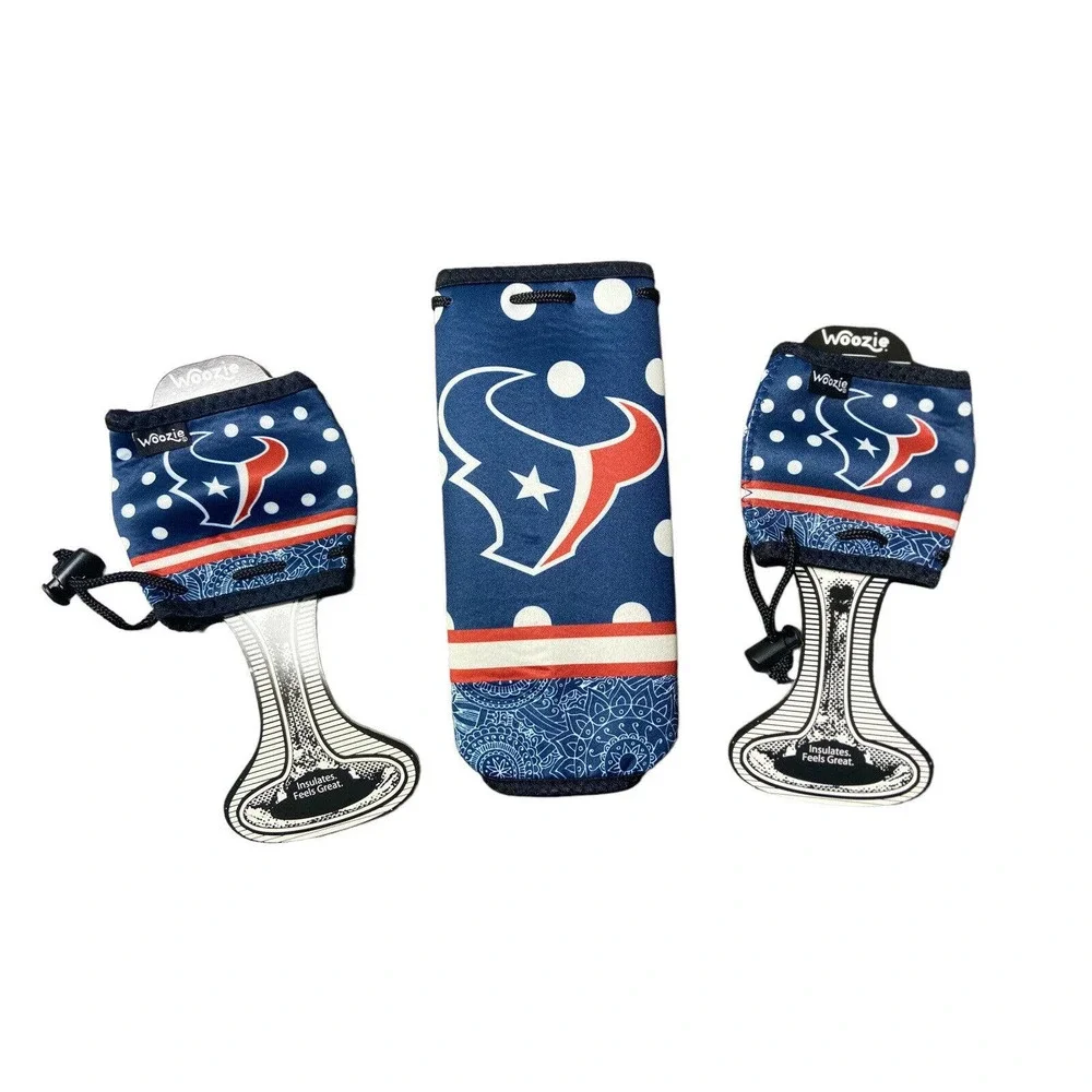 Houston Texans WINE GLASS NEOPRENE WOOZIES SET‎ NEW
